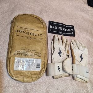 Used Bruce Bolt White Batting Gloves